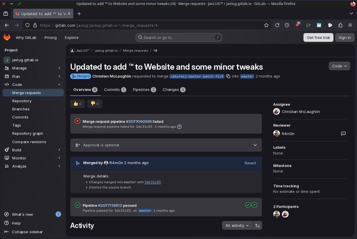Christian McLaughlin Fraudulently Adding TM to Gitlab