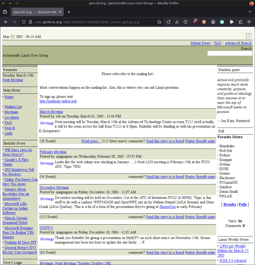 Archive.org March 17th, 2005 http://www.jaxlug.org/