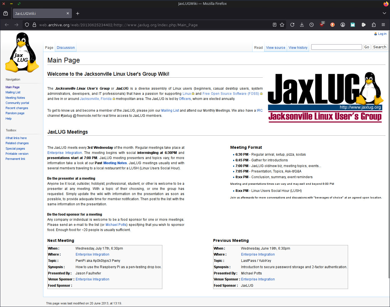 Archive.org June 25th, 2013 http://www.jaxlug.org/