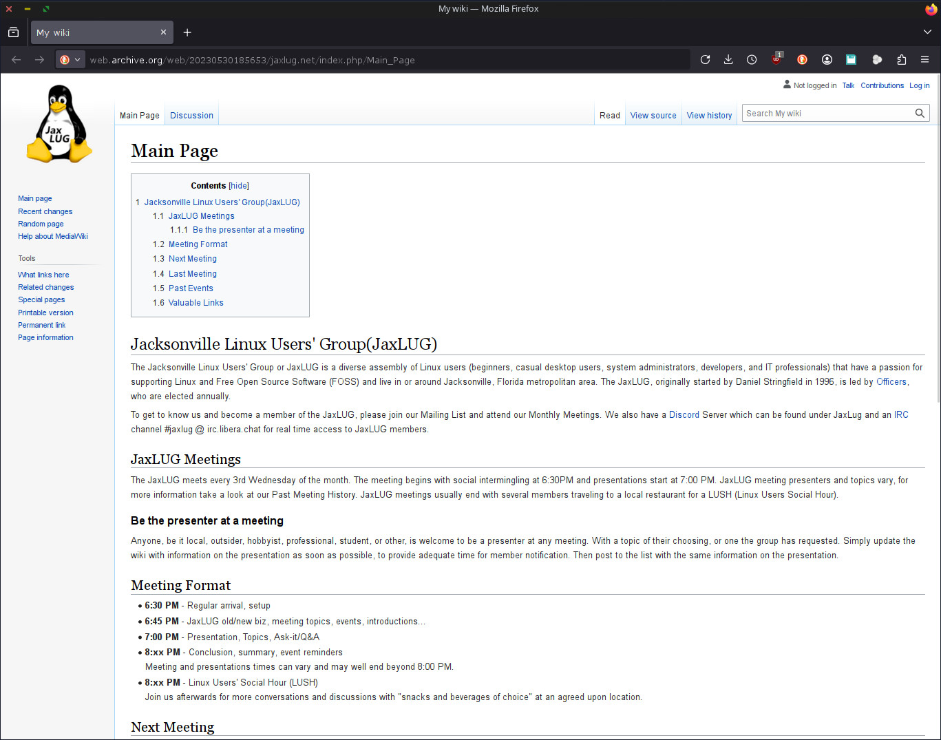 Archive.org May 30th, 2023 http://www.jaxlug.net/